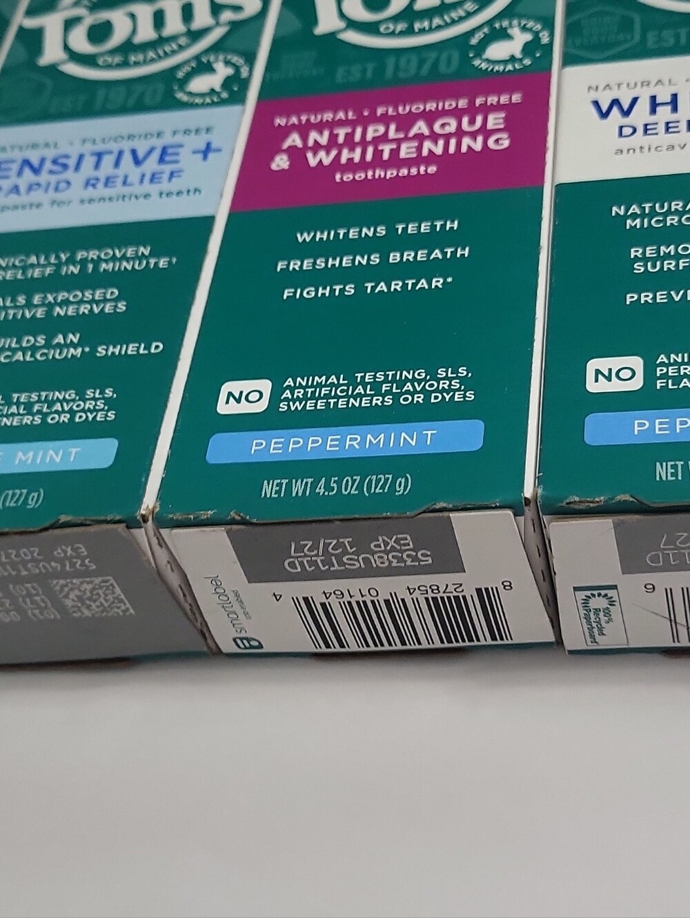 Tom's of Maine Toothpaste Lot Sensitive+ Rapid Relief Mint + Peppermint - Picture 10 of 10